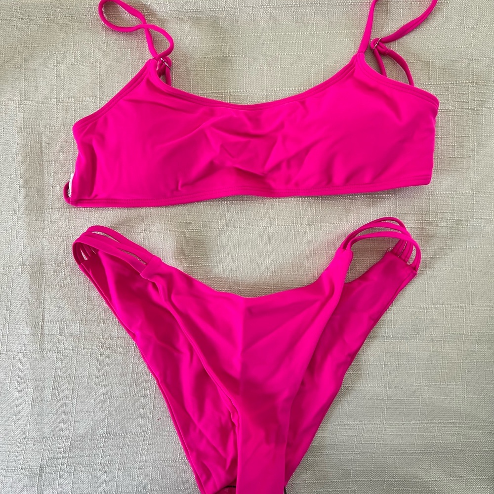 SHEIN Pink Bikini Set High-Cut V-Shape